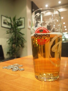 A pint of Ringnes beer