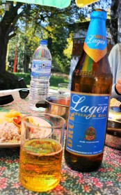 A bottle of Druk Lager - for once the beer was worse than the food